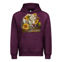 Mauve Wine charolais cow with sunflowers Urban Hoodie - LillyAllenDesigns