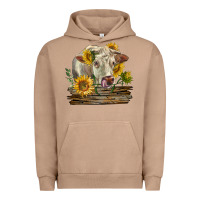 Pigment Burro charolais cow with sunflowers Urban Hoodie - LillyAllenDesigns