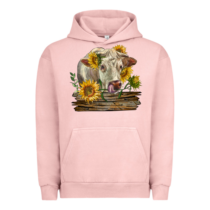 Charolais Cow With Sunflowers Urban Hoodie by LillyAllenDesigns | Teevron