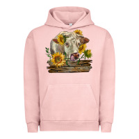 Pigment Salmon charolais cow with sunflowers Urban Hoodie - LillyAllenDesigns