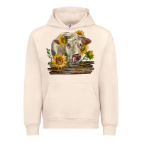 Sandshell charolais cow with sunflowers Urban Hoodie - LillyAllenDesigns
