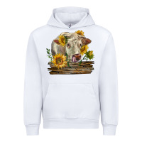 White charolais cow with sunflowers Urban Hoodie - LillyAllenDesigns