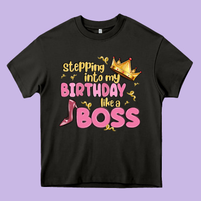 Birthday Boss Heavy Core Tee Designed By Maliassmallbusiness