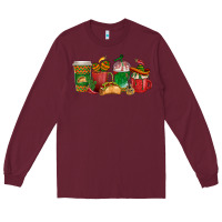 Burgundy Tacos Coffee Cups Long Sleeve Tee - texasbilliewilder