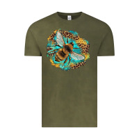 Vintage Olive leopard honeycomb with bee Vintage Tee - Artiststas