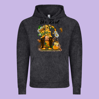 Bee Kind Gnome Vintage Hoodie Designed By Barkaloodesign