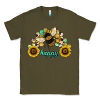 Army Green bee happy honey comb Classic Tee - JahusDesignShop