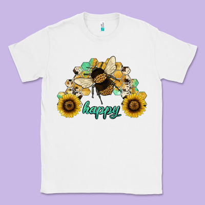 Bee Happy Honey Comb Classic Tee Designed By Jahusdesignshop
