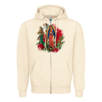 Sandshell Our Lady Of Guadalupe Mexican Flag Cactus Roses Zipper Hoodie - FaDigitalArtStudio