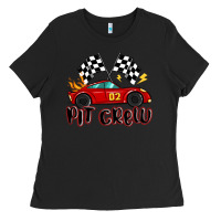Black pit crew boys birthday race car Ladies Tee - MaliasSmallBusiness