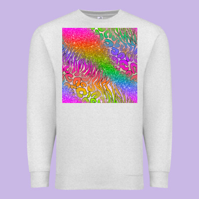 Neon Glitter Leopard Seamless Pattern Premium Sweatshirt Designed By Bundleandbundleshop
