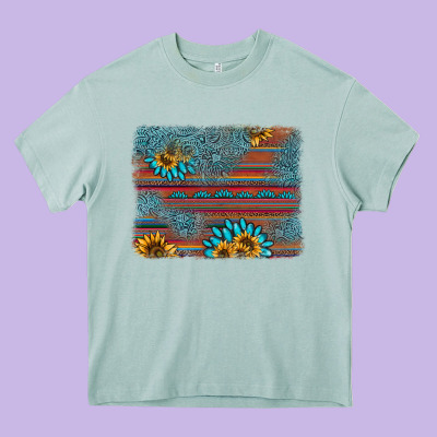 Sunflower Gemstone Serape Background Heavy Core Tee Designed By Adodesignshop
