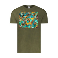 Vintage Olive honeycomb and bees with leopard Vintage Tee - Artiststas