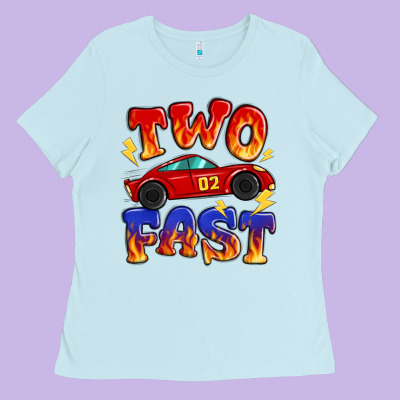 Two Fast Boys Birthday Racing Car Ladies Tee Designed By Maliassmallbusiness