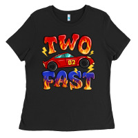 Black two fast boys birthday racing car Ladies Tee - MaliasSmallBusiness