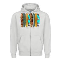 Dove Grey western brushstrokes Zipper Hoodie - OliviaCreatesArt
