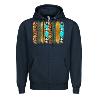 Navy western brushstrokes Zipper Hoodie - OliviaCreatesArt