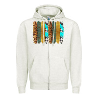 Oatmeal Heather western brushstrokes Zipper Hoodie - OliviaCreatesArt