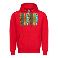 Red western brushstrokes Zipper Hoodie - OliviaCreatesArt