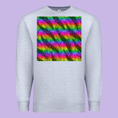 Neon Rainbow Leopard Zebra Seamless Pattern Premium Sweatshirt Designed By Bundleandbundleshop