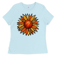 Baby Blue Basketball Sunflower Ladies Tee - Jasminsmagicworld