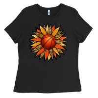 Black Basketball Sunflower Ladies Tee - Jasminsmagicworld