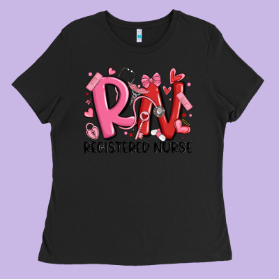 Rn Registered Nurse Valentines Day Ladies Tee Designed By Maliassmallbusiness