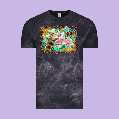 Bees And Lilies With Leopard Vintage Tee Designed By Artiststas