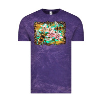 Cloud Purple bees and lilies with leopard Vintage Tee - Artiststas