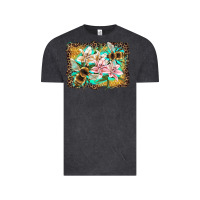 Vintage Black bees and lilies with leopard Vintage Tee - Artiststas