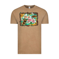 Vintage Coffee bees and lilies with leopard Vintage Tee - Artiststas