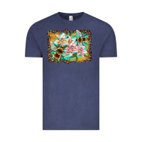 Vintage Denim bees and lilies with leopard Vintage Tee - Artiststas