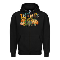 Black give thanks to the lord Zipper Hoodie - FaDigitalArtStudio