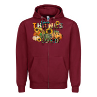 Burgundy give thanks to the lord Zipper Hoodie - FaDigitalArtStudio