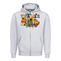 Heather Grey give thanks to the lord Zipper Hoodie - FaDigitalArtStudio