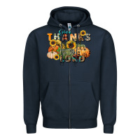 Navy give thanks to the lord Zipper Hoodie - FaDigitalArtStudio