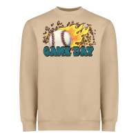 Mushroom game day baseball leopard flames fireball Heavyweight Sweatshirt - HowdyJamesFarm