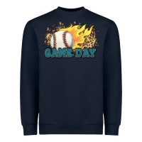 Navy game day baseball leopard flames fireball Heavyweight Sweatshirt - HowdyJamesFarm
