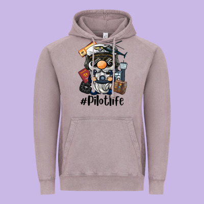 Pilot Life Gnome Vintage Hoodie Designed By Barkaloodesign
