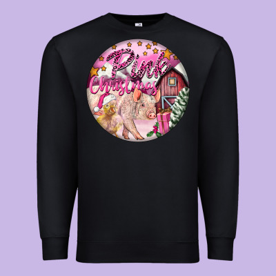 Pink Christmas Pig Premium Sweatshirt Designed By Fadigitalartstudio