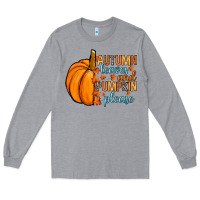 Heather Grey Autumn leaves and pumpkin please Long Sleeve Tee - RanaPortraitStore
