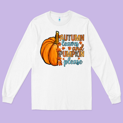 Autumn Leaves And Pumpkin Please Long Sleeve Tee Designed By Ranaportraitstore