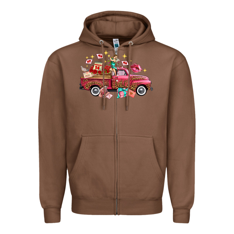 Western Valentines Day Truck Photography Love Side Zipper Hoodie by FaDigitalArtStudio | Teevron