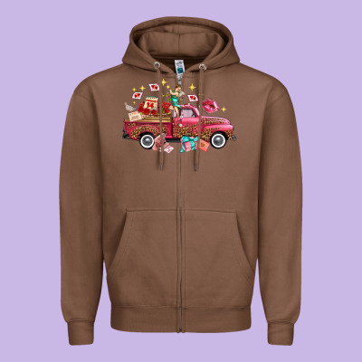 Western Valentines Day Truck Photography Love Side Zipper Hoodie Designed By Fadigitalartstudio