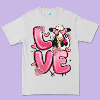 Love Cow Valentine's Day Premium Tee Designed By Maliassmallbusiness