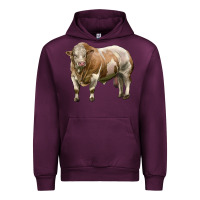 Mauve Wine simmental bull Urban Hoodie - LillyAllenDesigns