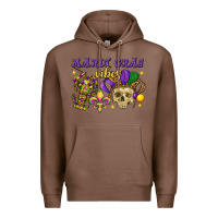 Chestnut Mardi Gras vibes skull Premium Hoodie - FaDigitalArtStudio