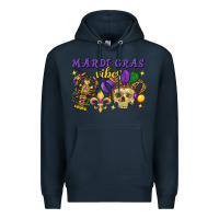 Navy Mardi Gras vibes skull Premium Hoodie - FaDigitalArtStudio