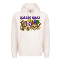Pale Pink Mardi Gras vibes skull Premium Hoodie - FaDigitalArtStudio