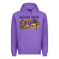 Purple Mardi Gras vibes skull Premium Hoodie - FaDigitalArtStudio